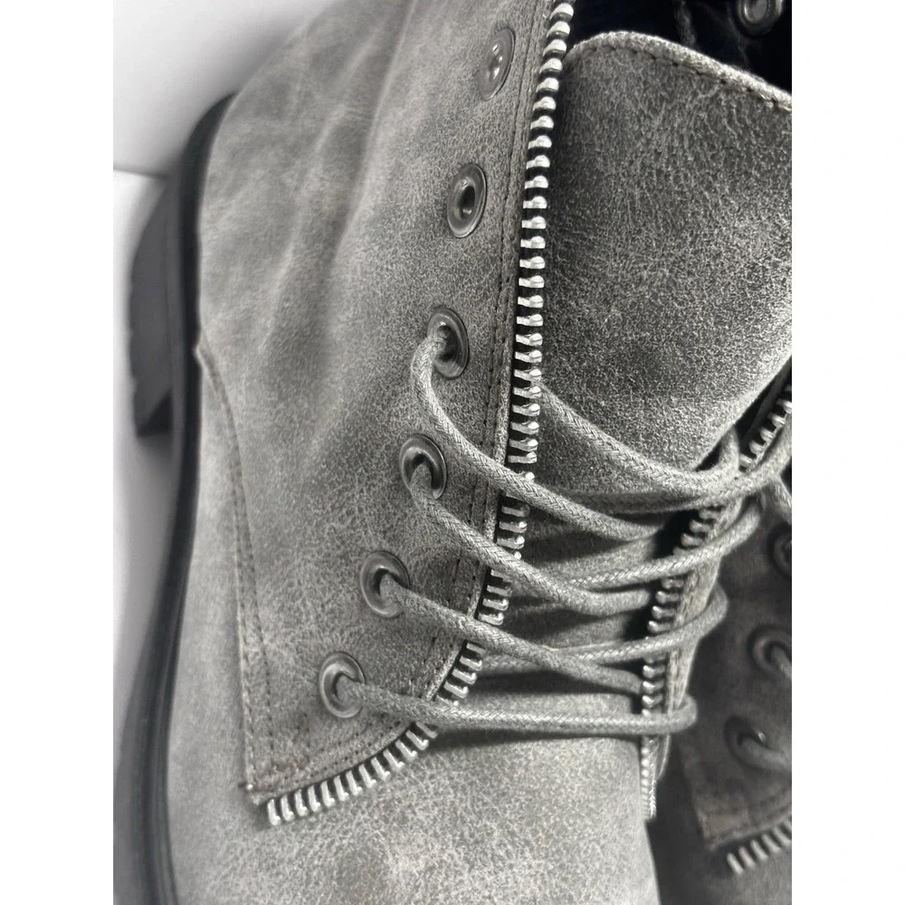 Qupid Bootie Women's Gray Zip‎ Grunge Boots Size 6.5